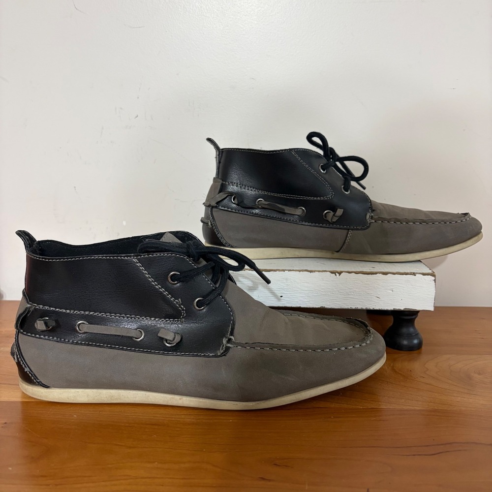 Madden Men M-Grotto Grey Black Chukka Boat Shoes Size 9 Leather Lining Boots‎